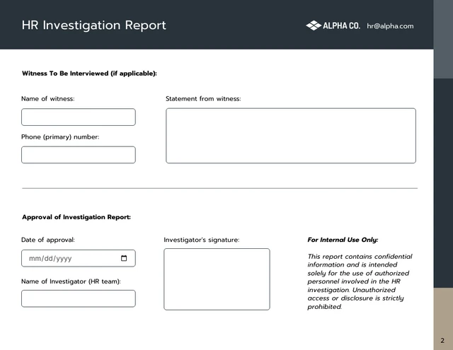 HR Investigation Report Template - Page 2