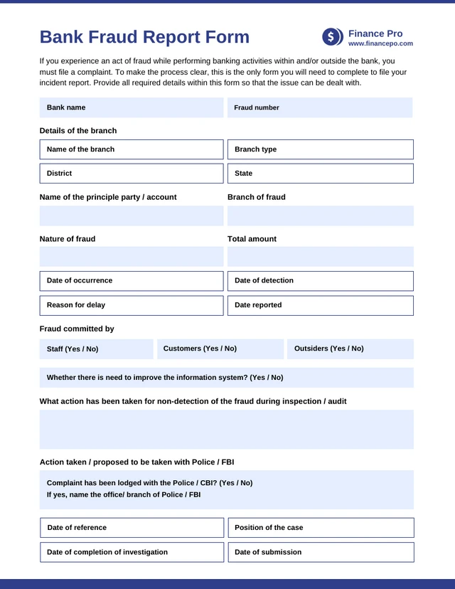 Bank Fraud Incident Report - Venngage