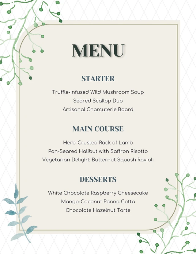 White And Yellow Minimalist Floral Wedding Menu Template