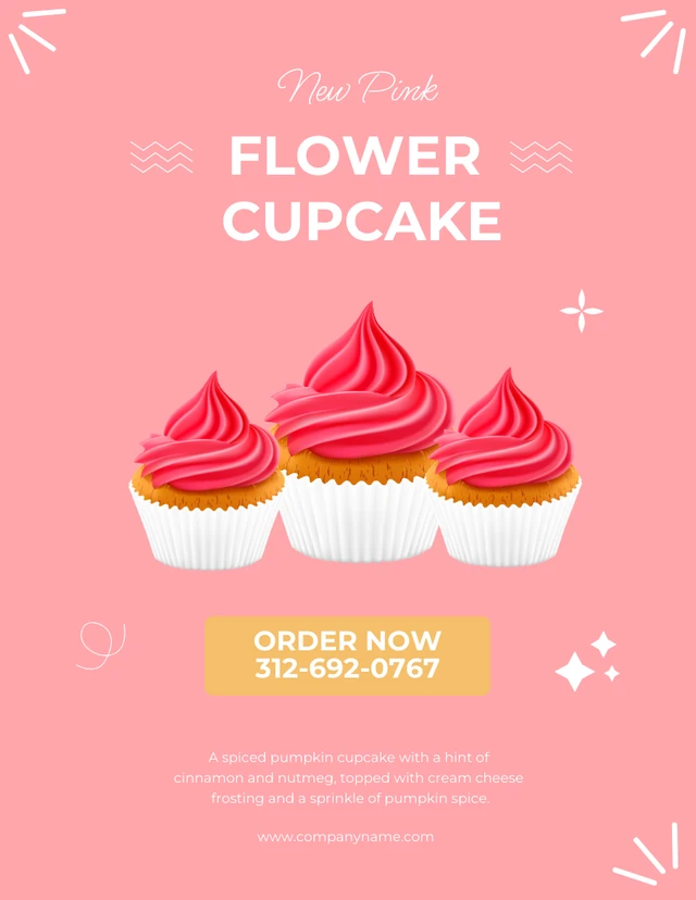 Pink Promotion Cupcake Flyer Template
