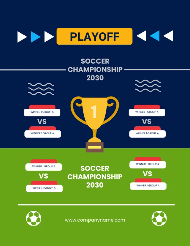 Navy And Green Modern Playful Soccer Championship Schedule Template