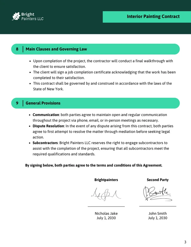 Interior Painting Contract Template - Página 3