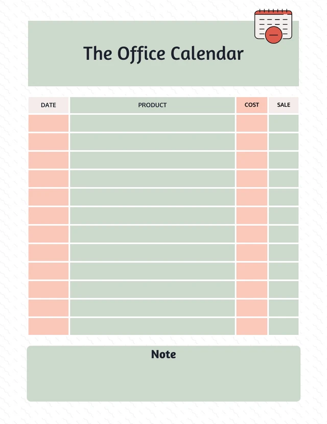 Green Simple Office Monthly Plan Template
