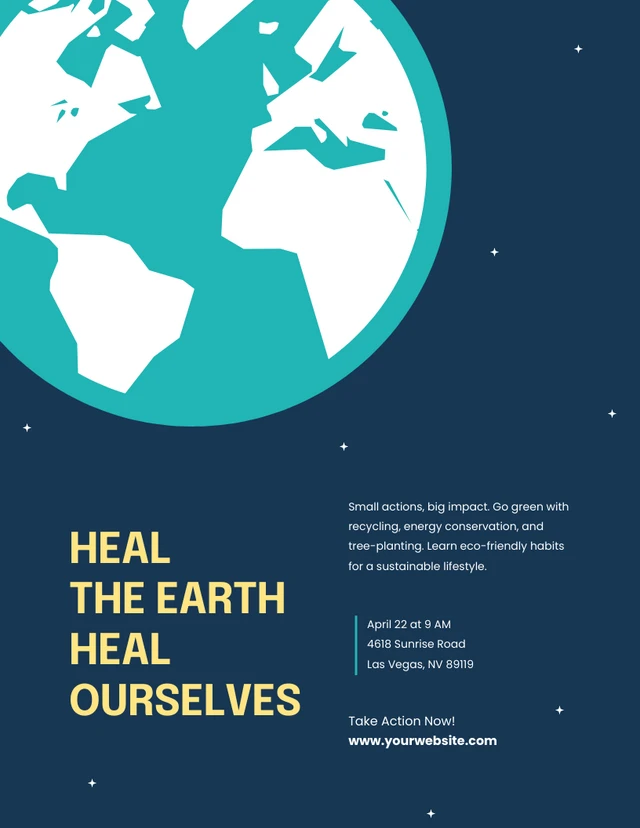 Blue Yellow Illustrated Earth Day Poster Template
