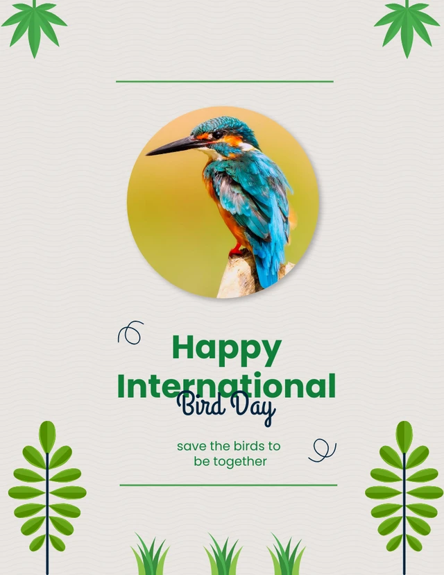 International Bird Day green simple poster Template