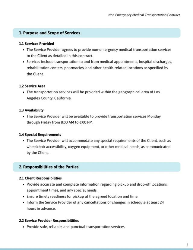 Non Emergency Medical Transportation Contract Template - Pagina 2