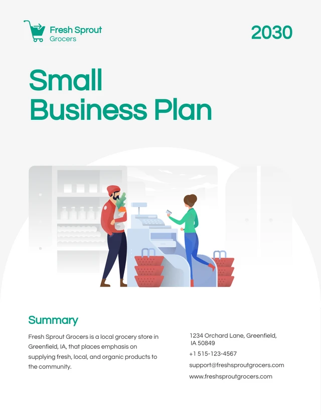White And Green Simple Small Business Plan - Seite 1
