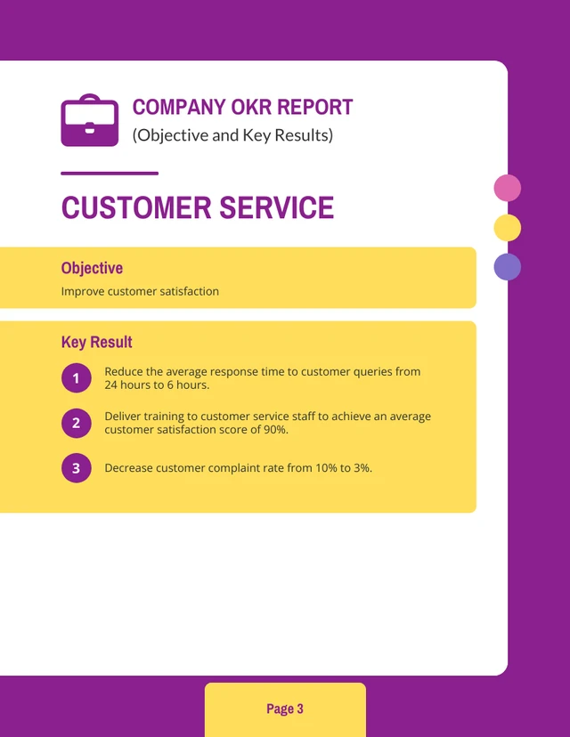Purple And Yellow Modern Company OKR Report - Page 3