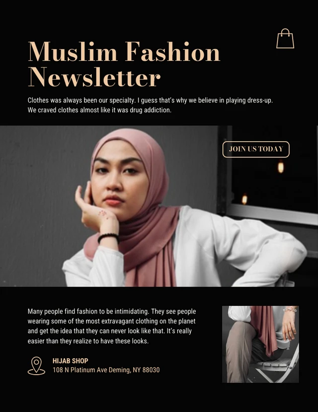 Black And Brown Modern Elegant Muslim Fashion Event Newsletter