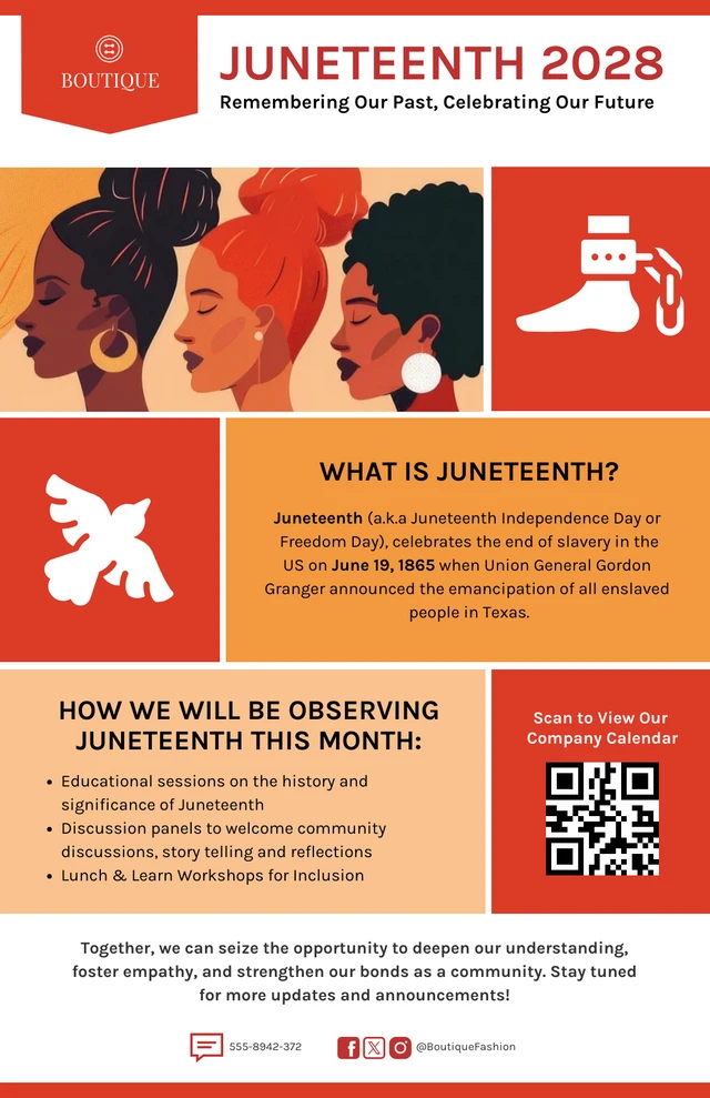 قالب ملصق العطلة الفيدرالية لمراقبة Juneteenth في العمل