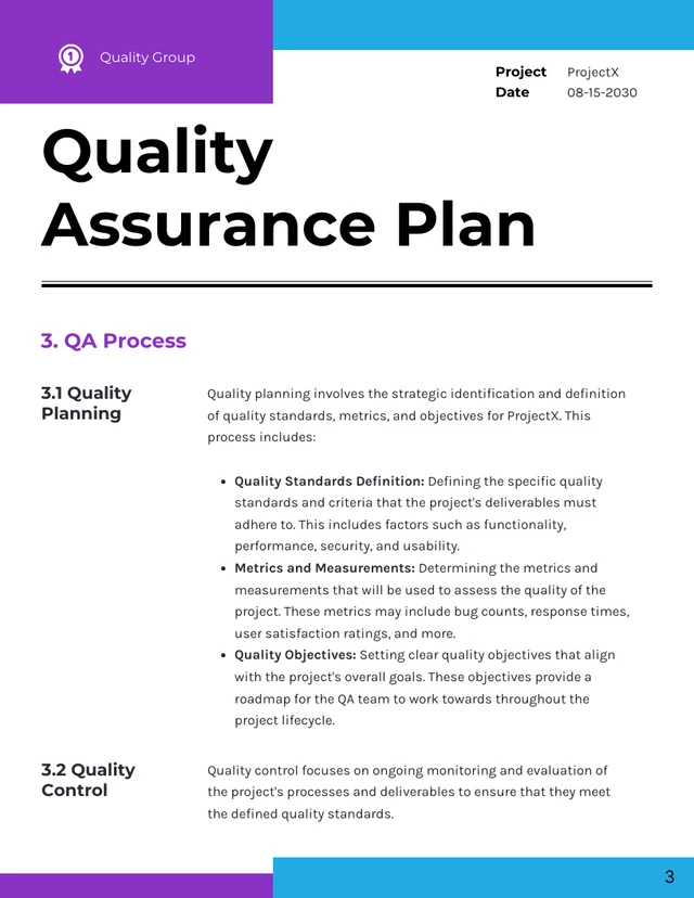 Clean Minimalist Quality Assurance Plan - page 3