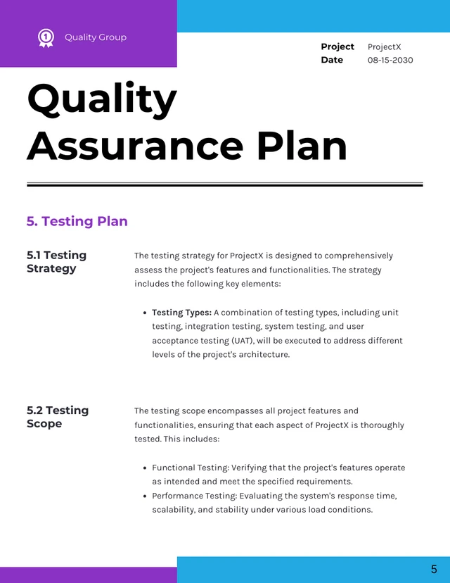 Clean Minimalist Quality Assurance Plan - page 5