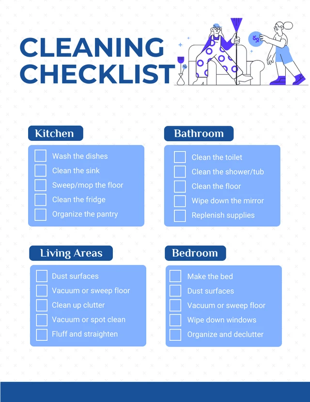 White Simple Illustration Cleaning Checklist Template
