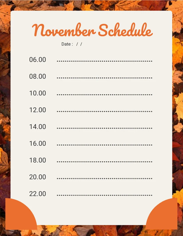 Brown Minimalist Autumn November Schedule Template