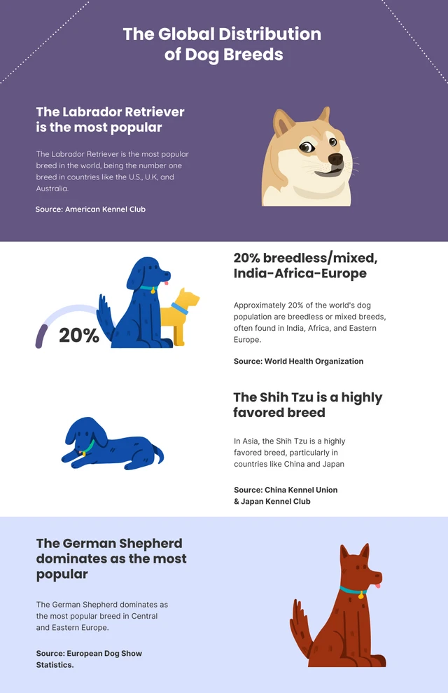 Modèle d'infographie de chien minimaliste simple violet et blanc