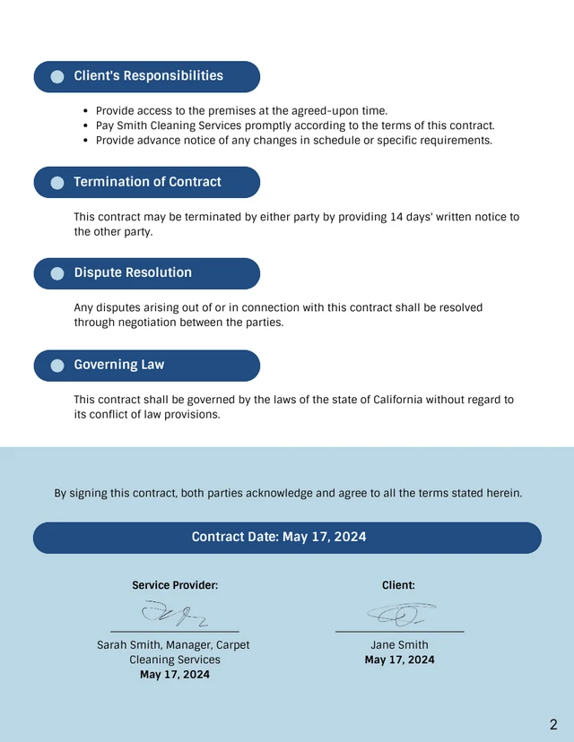 Self Employed Cleaning Contract Template - Seite 2