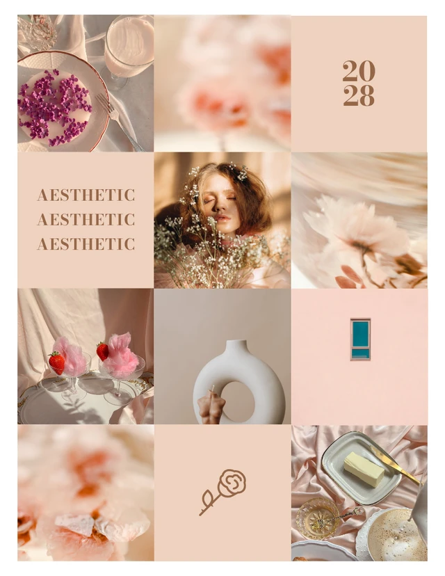 Cream Modern Aesthetic Photo Collages Template