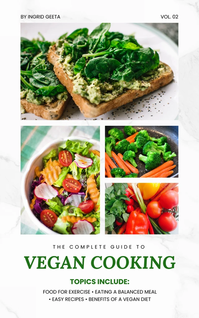 White And Green Modern Healthy Recipe Book Cover Template