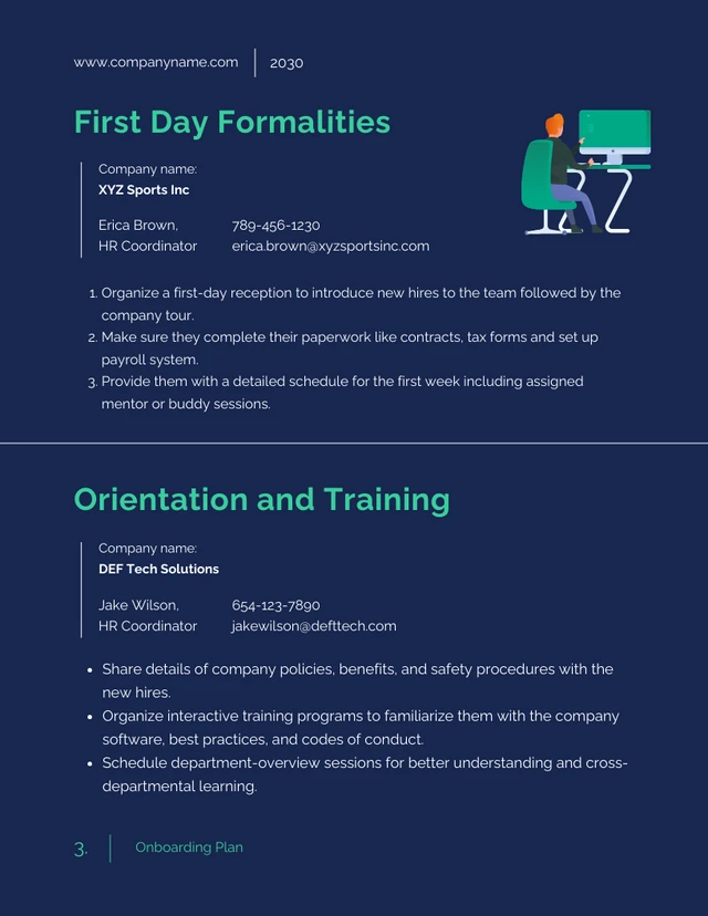 Dark Blue And Green Onboarding Plan - Page 3