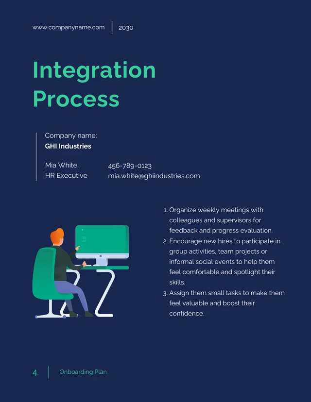 Dark Blue And Green Onboarding Plan - Page 4
