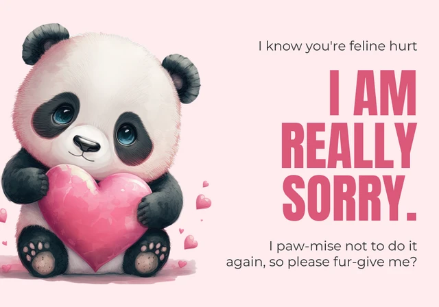 Light Pink Modern Cute Illustration Apology Card Template