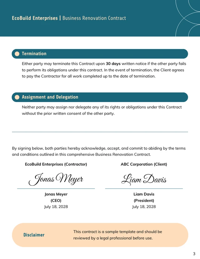 Business Renovation Contract Template - Pagina 3