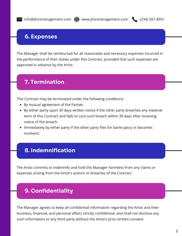 Artist Management Contract Template - صفحة 3