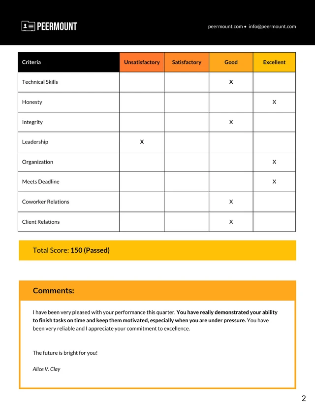 Staff Performance Review Template - Page 2