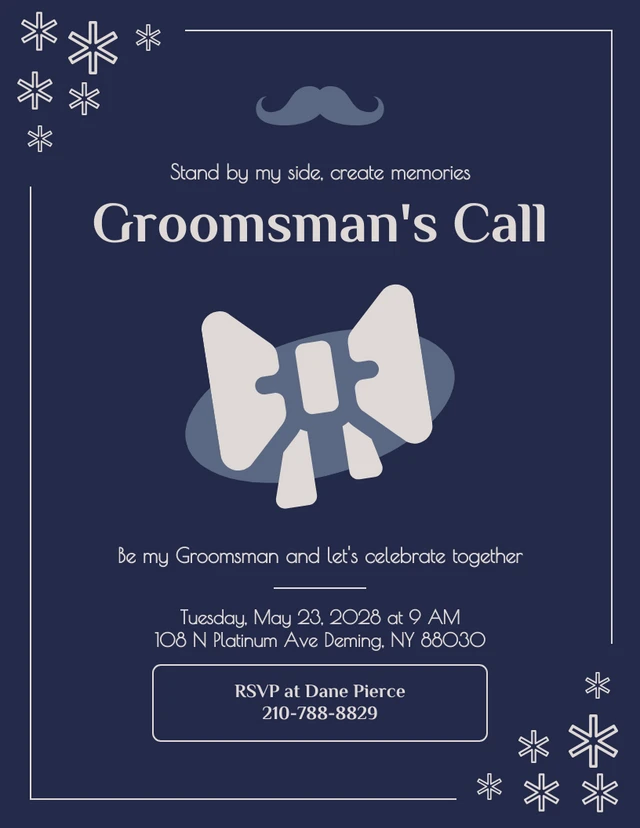 Navy And Grey Groomsman Invitation Template