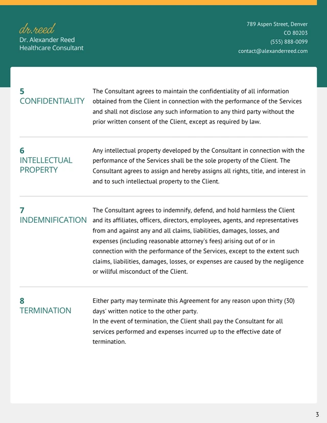 Healthcare Consulting Contract Template - Pagina 3