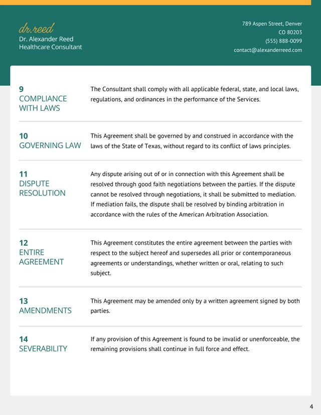 Healthcare Consulting Contract Template - صفحة 4