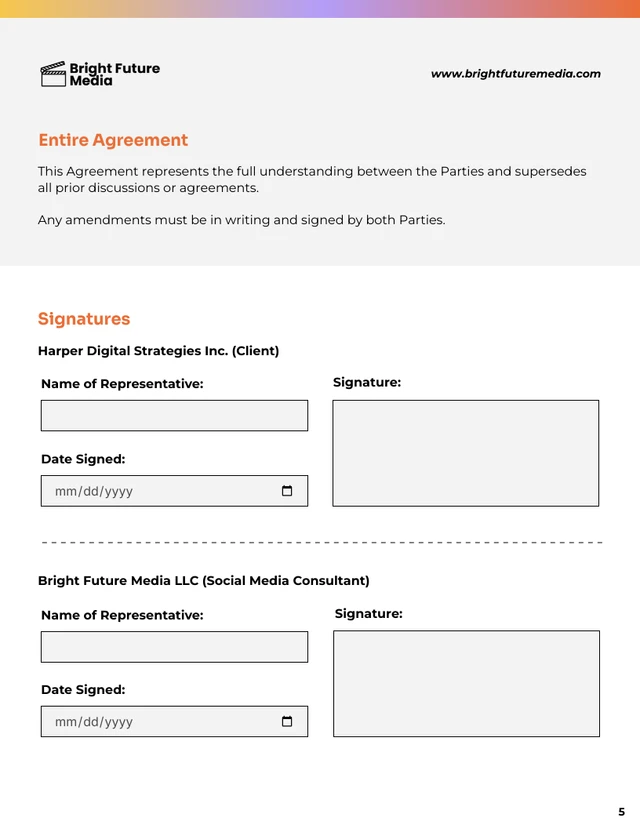 Social Media Contract Template - Seite 5