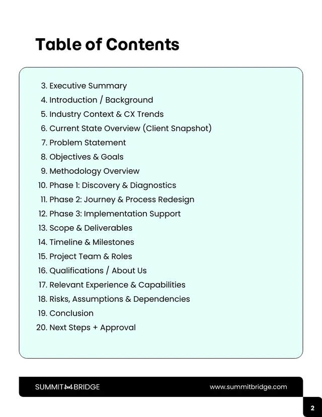 Customer Experience Improvement Business Proposal - Pagina 2