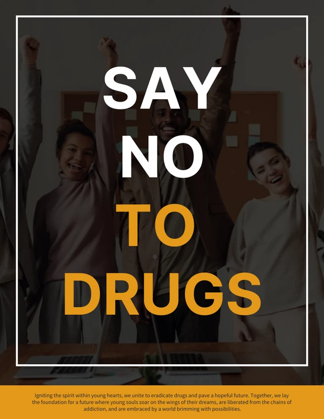 Black Minimalist Photo Say No To Drug Awareness Poster Template