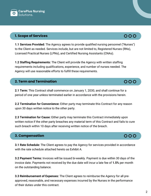 Nurse Staffing Agency Contract Template - page 2