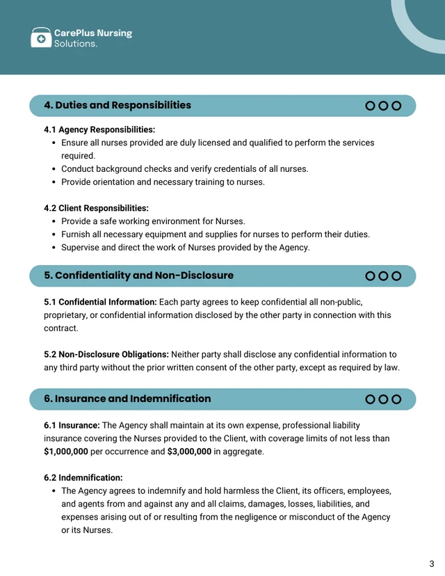 Nurse Staffing Agency Contract Template - Página 3