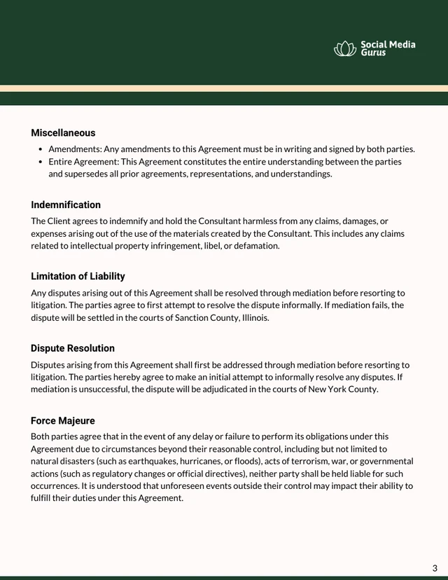 Social Media Consultant Contract Template - page 3