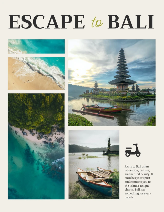 Beige Minimalist Bali Travel Collages Template