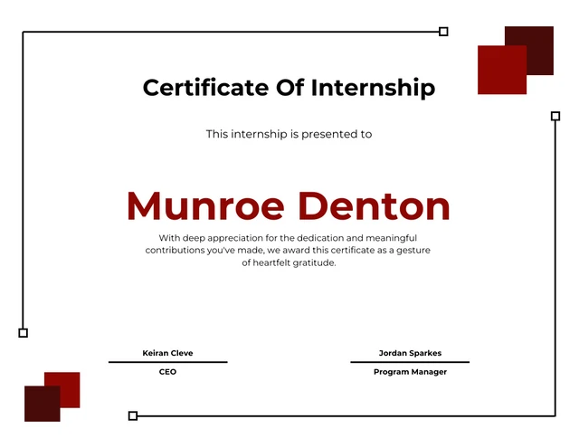 Simple White and Red Internship Certificate Template