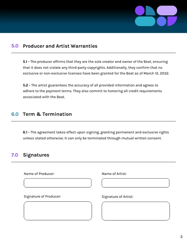 Exclusive Rights Beat Contract Template - page 3