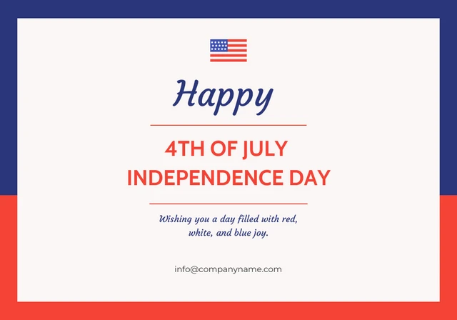 Blue and Red 4th of July Independence Day Card Template