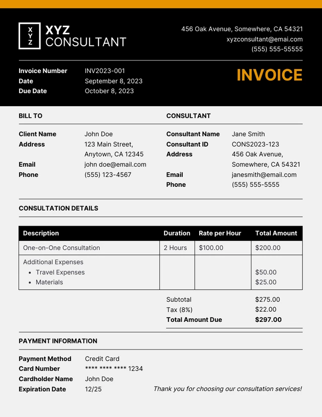 interior design invoice template