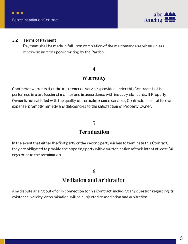 Fence Installation Contract Template - Seite 3