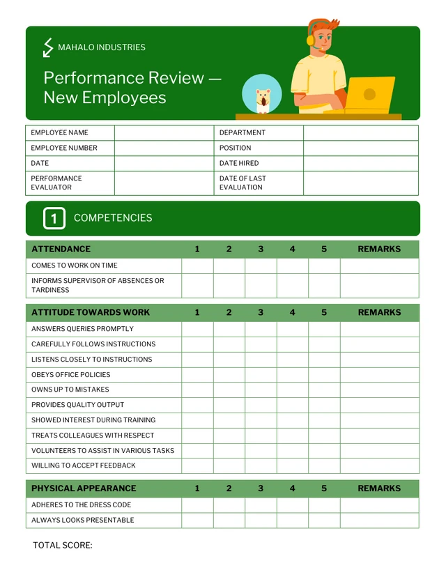 Job Performance Review Examples - Page 1