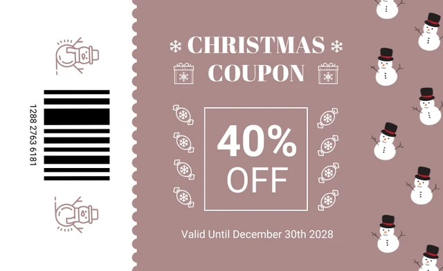 White And Light Brown Modern Illustration Christmas Coupons Template
