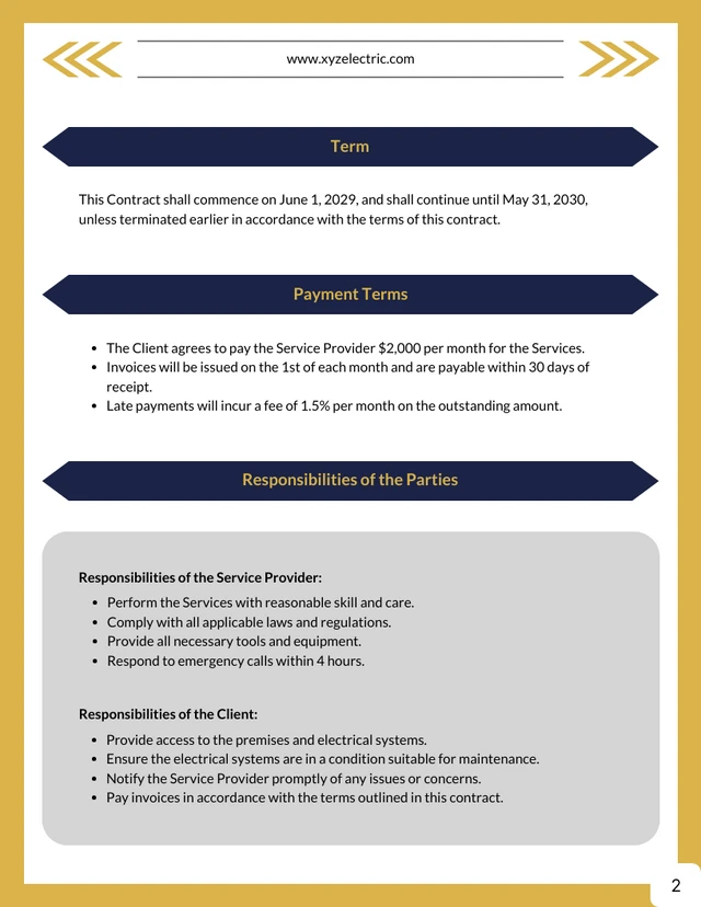 Electrical Maintenance Contract Template - Seite 2