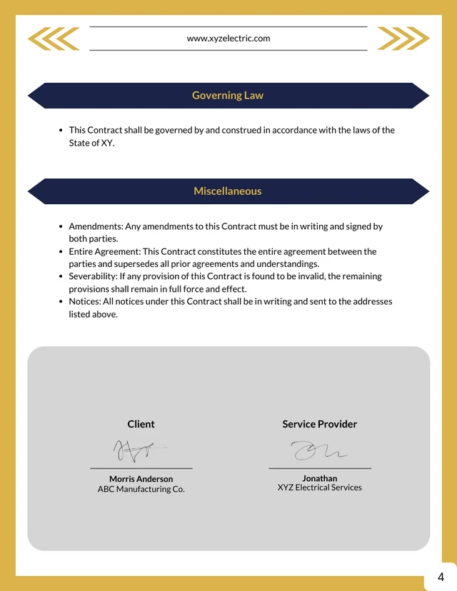 Electrical Maintenance Contract Template - page 4