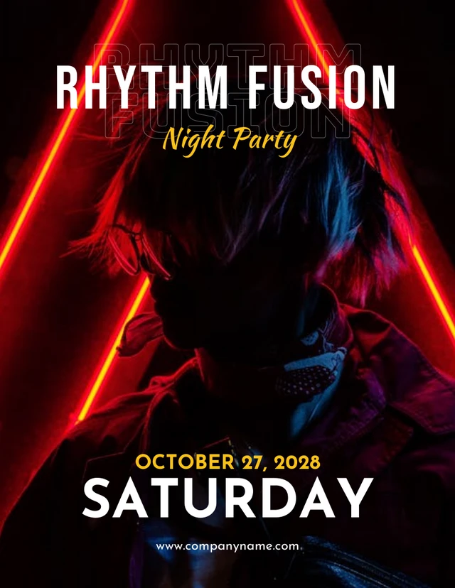 Black Modern Photo Night Party Club Poster Template
