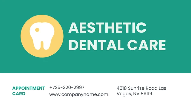Teal Modern Dental Care Clinic Appointment Business Card - page 1