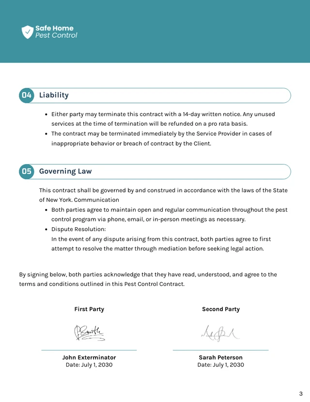 Pest Control Contract Template - Seite 3